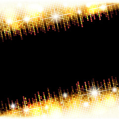 Poster - Golden bright mosaic shine frame with empty black space for text, vector background, well organized layers