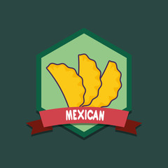 Wall Mural - mexican food emblem with empanadas over green background, colorful design. vector illustration