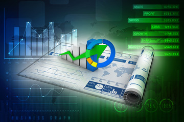 Poster - 3d rendering Stock market online business concept. business Graph
