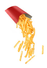 French Fries Fall Out Of A Paper Cup