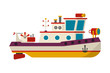Vector sea or river towboat pusher ship in flat style