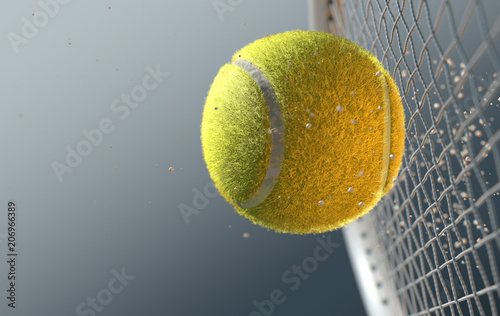 Fotografía Tennis Ball Striking Racqet In Slow Motion