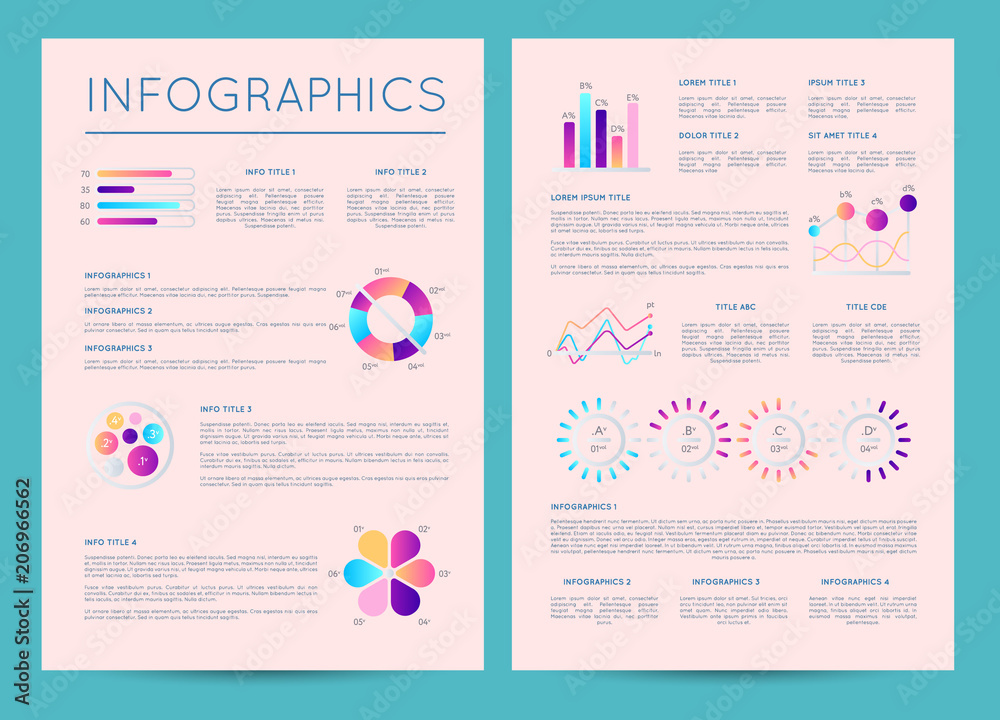 Business brochure with colorful infographics. Financial data ...