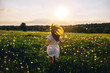 girl at sunset in field