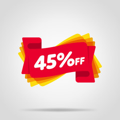 Canvas Print - Special offer sale red tag isolated vector illustration. Discount offer price label, symbol for advertising campaign in retail, sale promo marketing, 45% off discount sticker, ad offer on shopping day