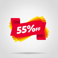 Canvas Print - Special offer sale red tag isolated vector illustration. Discount offer price label, symbol for advertising campaign in retail, sale promo marketing, 55% off discount sticker, ad offer on shopping day