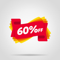 Canvas Print - Special offer sale red tag isolated vector illustration. Discount offer price label, symbol for advertising campaign in retail, sale promo marketing, 60% off discount sticker, ad offer on shopping day