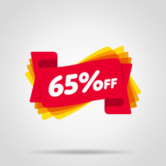 Canvas Print - Special offer sale red tag isolated vector illustration. Discount offer price label, symbol for advertising campaign in retail, sale promo marketing, 65% off discount sticker, ad offer on shopping day