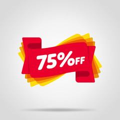 Canvas Print - Special offer sale red tag isolated vector illustration. Discount offer price label, symbol for advertising campaign in retail, sale promo marketing, 75% off discount sticker, ad offer on shopping day