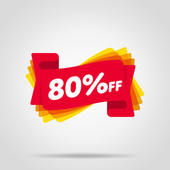 Canvas Print - Special offer sale red tag isolated vector illustration. Discount offer price label, symbol for advertising campaign in retail, sale promo marketing, 80% off discount sticker, ad offer on shopping day