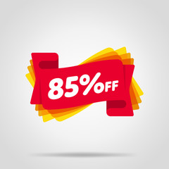 Canvas Print - Special offer sale red tag isolated vector illustration. Discount offer price label, symbol for advertising campaign in retail, sale promo marketing, 85% off discount sticker, ad offer on shopping day