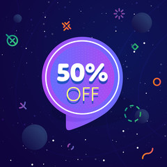 Canvas Print - 50% off discount sticker. Special offer sale red tag isolated vector illustration. Discount offer price label, symbol for advertising campaign in retail, sale promo marketing
