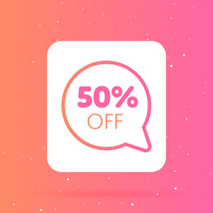 Canvas Print - 50% off discount sticker. Special offer sale red tag isolated vector illustration. Discount offer price label, symbol for advertising campaign in retail, sale promo marketing