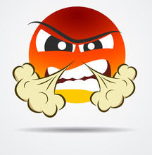 Anger Emoticon In A Flat Design