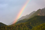 Fototapeta Tęcza - Rainbow in the mountains