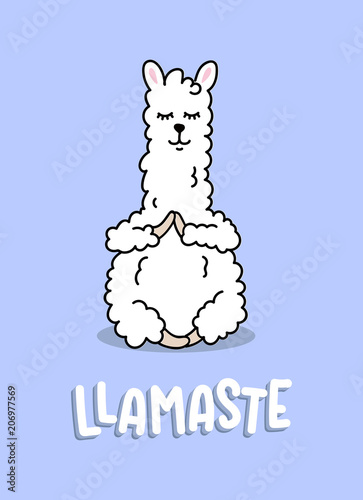 Fotomural Cute llama illustration with llamaste inscription