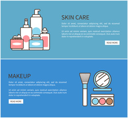 Wall Mural - Skin Care Makeup Web Vector Illustration Poster