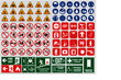 set of mandatory sign, hazard sign, prohibited sign, fire emergency sign. for sticker,   posters, and other material printing. easy to modify.