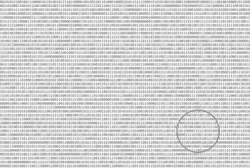 Poster - Computer data by 0 and 1 on white background. With circle and symbol $.