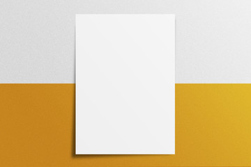 Blank A4 paper template on two color paper with gray and yellow of background.