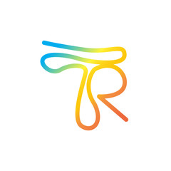 letter  TR color gradient line art logo