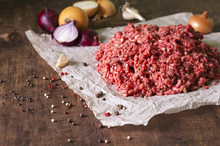 Raw Ground Meat With Onion, Garlic, Pepper