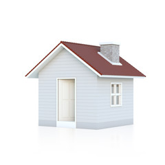 Fototapete - Minimal simple house isolated on white background with clipping path. House 3d render.