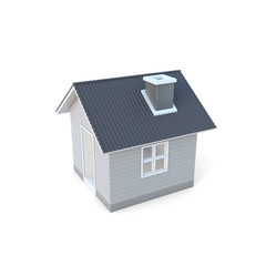 Fototapete - Minimal simple house isolated on a white background with clipping path. House 3d rendering.