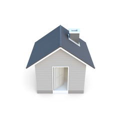 Fototapete - Minimal simple house isolated on a white background with clipping path. House 3d rendering.