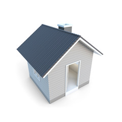 Fototapete - Minimal simple house isolated on a white background with clipping path. House 3d rendering.