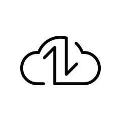 Poster - Data cloud icon. Backup, restore. Upload, download. Up and Down arrows. Linear, thin outline