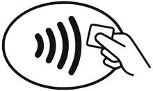 Contact less credit card logo. NFC wireless payments.