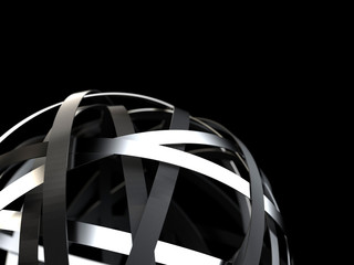 Futuristic sphere with chrome and black rings