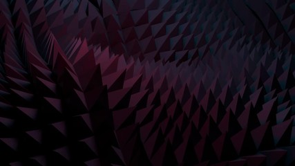 Poster - 
3d abstract background with sharp spike shapes on the displacement wavy surface. Loopable morphing animation.