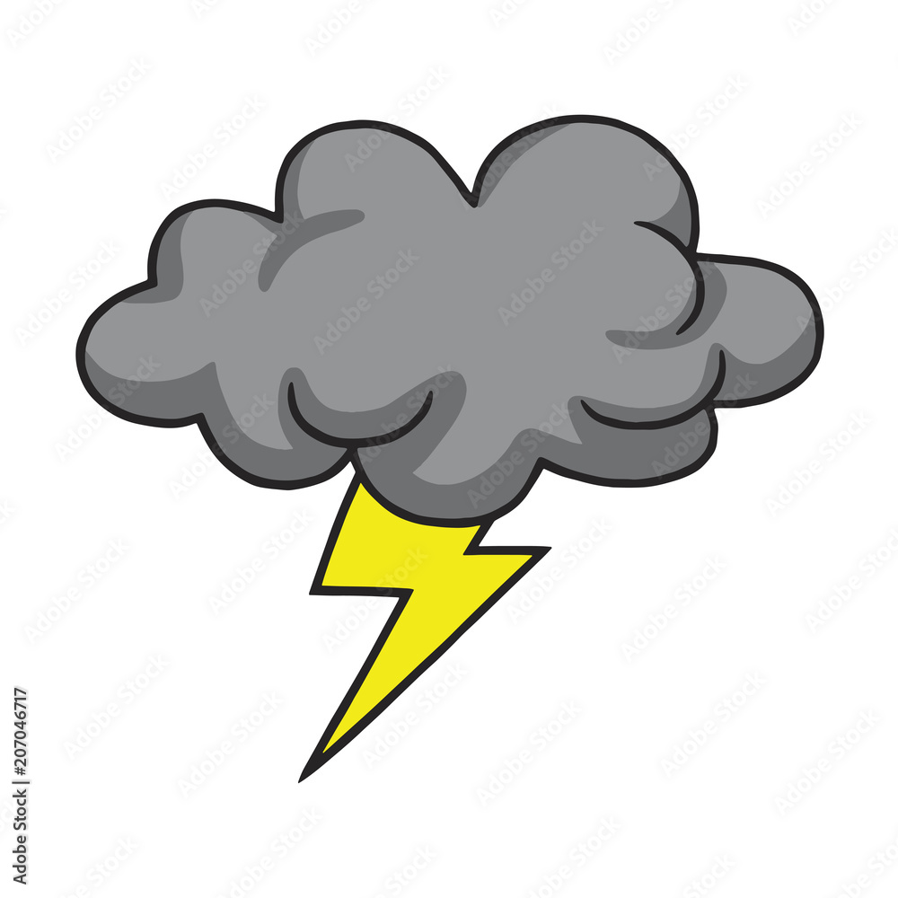 Thunderstorm Cloud Hand Drawn Vector Illustration Stock Vector | Adobe ...