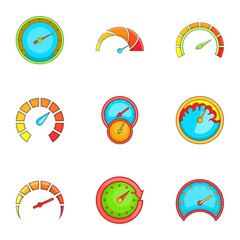 Poster - Meter icons set. Cartoon illustration of 9 meter vector icons for web