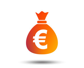 Poster - Money bag sign icon. Euro EUR currency symbol. Blurred gradient design element. Vivid graphic flat icon. Vector