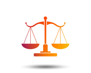 Poster - Scales of Justice sign icon. Court of law symbol. Blurred gradient design element. Vivid graphic flat icon. Vector