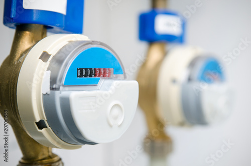 Fotomural Blue modern radio water counter meter