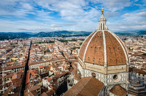 Plakat Kopuła katedry we Florencji, Brunelleschi i Florencja panorama panoramę miasta, Florencja, Włochy