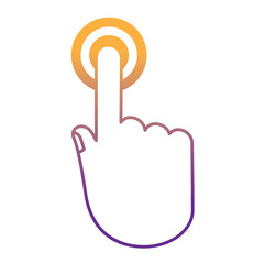 Sticker - hand touching icon over white background, vector illustration