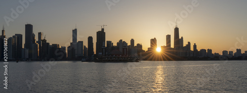 Zdjęcie XXL Sunburst Chicago Skyline o zachodzie słońca