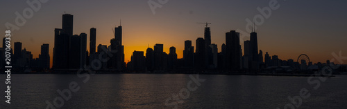 Plakat Zachód słońca za Chicago