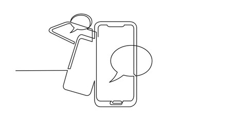 Poster - Self drawing animation of continuous line drawing of mobile phone