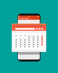 Poster - Paper spiral wall calendar in smartphone