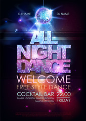 Wall Mural - disco ball background. disco all night dance party poster on open space background