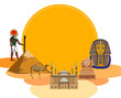 Egypt background with Great Sphinx and pyramids.