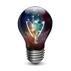 Wall Mural - Abstract open space background. Starfield, universe, nebula in galaxy in light bulb. Vector illustration