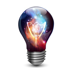 Wall Mural - Abstract open space background. Starfield, universe, nebula in galaxy in light bulb. Vector illustration