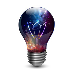 Wall Mural - Abstract open space background. Starfield, universe, nebula in galaxy in light bulb. Vector illustration
